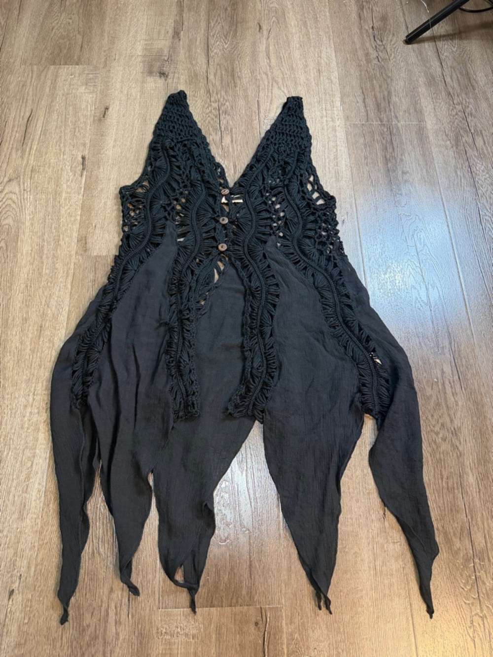 Purple Snow Black Crochet Fringe Vest